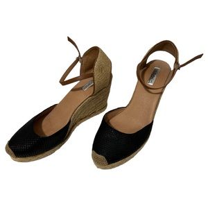 Nordstrom Halogen black/brown Wedge Espadrilles  3” high  Size 11 M